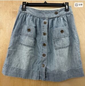 584-J.crew Denim Button-Front Skirt